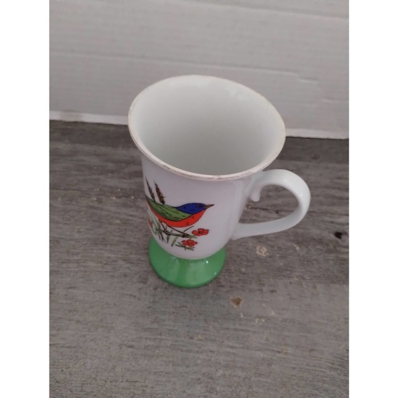Song Bird Pedestal Mug Irish Coffee Cup FRED ROBERTS Green - Picture 6 of 7